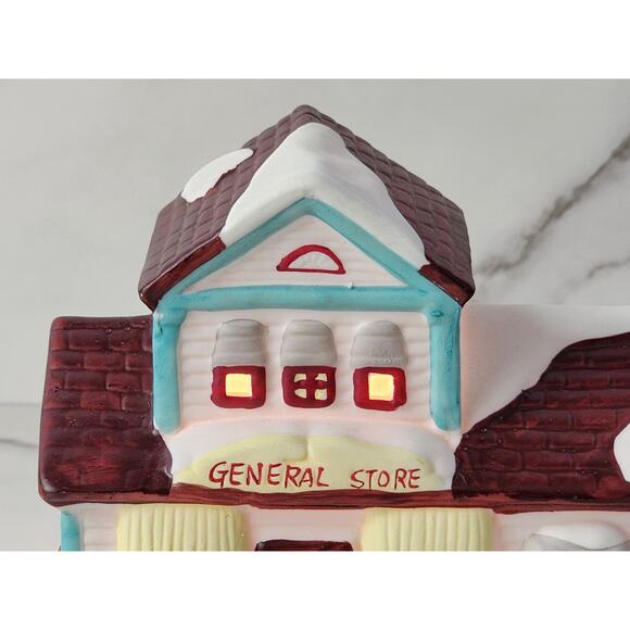 Watkins Christmas Village General Store Lighted House 5 3/4" Ceramic 1992 Vtg - Picture 5 of 15